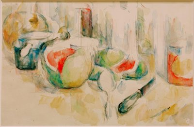 Stillleben mit angeschnittener Wassermelone von Paul Cézanne