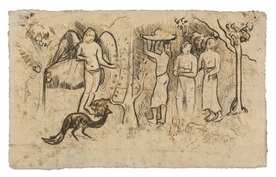 Engel, Pfau und drei Tahitianer von Paul Gauguin