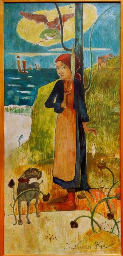 Bretonisches Mädchen beim Spinnen (Johanna von Orléans) von Paul Gauguin