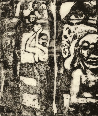 Frau, die Früchte pflückt und Oviri von Paul Gauguin