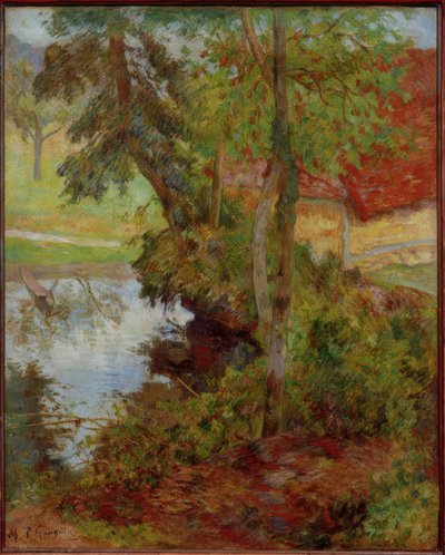 Landschaft mit rotem Dach von Paul Gauguin