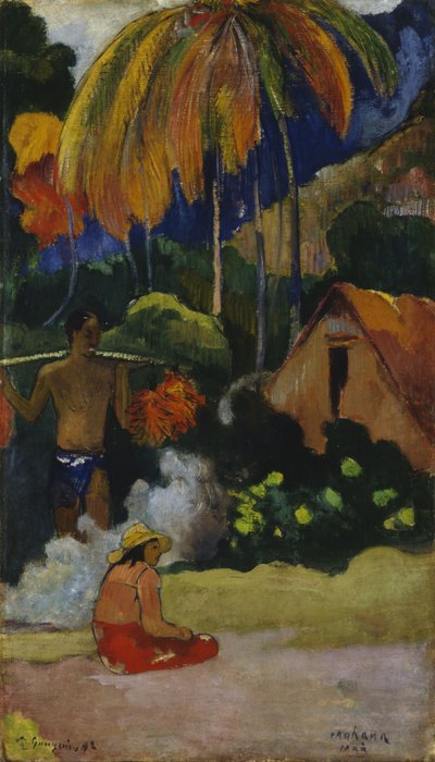 Mahana Maà Landschaft in Tahiti von Paul Gauguin