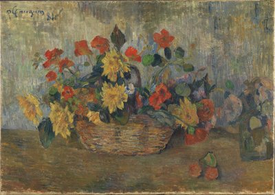 Kapuzinerkresse und Dahlien in einem Korb von Paul Gauguin