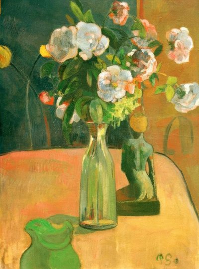 Rosen und Statuette von Paul Gauguin