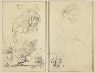 Bäume; Skizze eines bretonischen Jungen [verso] von Paul Gauguin
