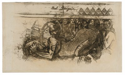 Frau mit einer Katze von Paul Gauguin
