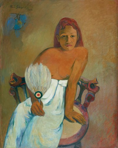 Frau mit einem Fächer von Paul Gauguin