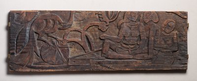 Frauen mit einem Pfau, Relief von Paul Gauguin