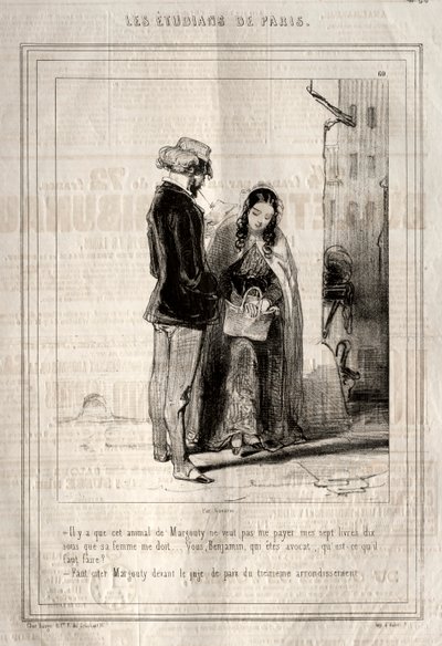 Les Étudiants de Paris, 1842 von Paul Gavarni