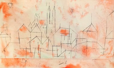 Stadt mit gotischer Kathedrale von Paul Klee