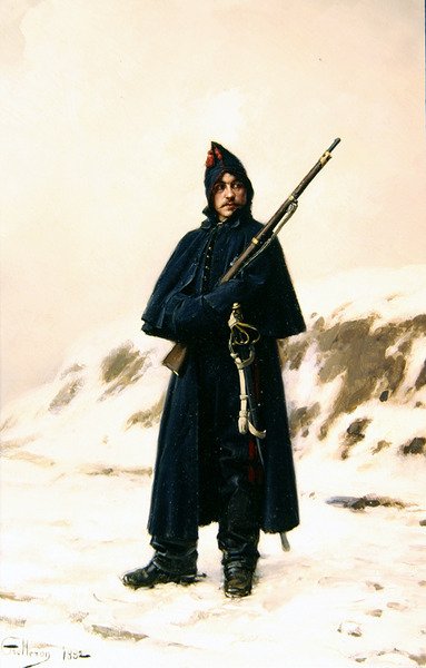 Soldat im Schnee von Paul Louis Narcisse Grolleron