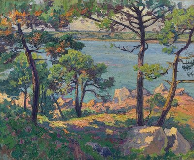 Pinien am Trieux-Fluss von Paul Madeline