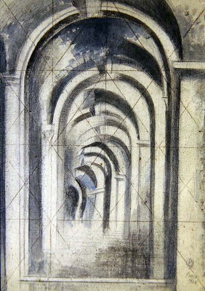Bögen (Studie), quadratisch für die Übertragung von Paul Nash