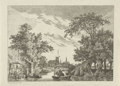 Landschaft mit Heuwagen auf einer Brücke von Paulus van Liender