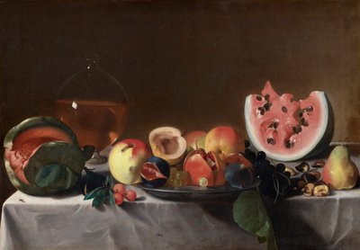 Stillleben mit Früchten und Karaffe von Pensionante del Saraceni