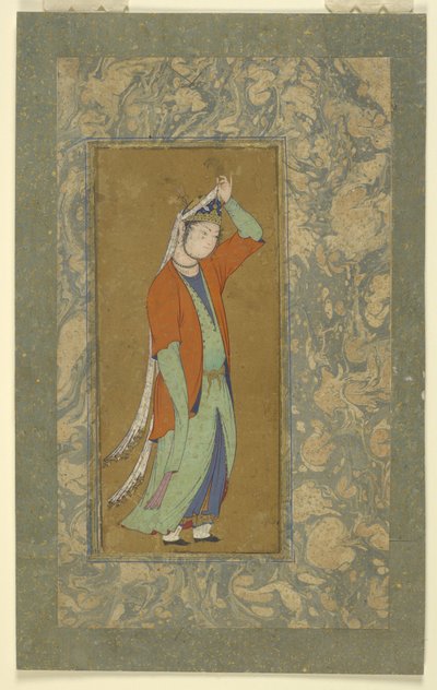 Frau richtet ihren Aigrette, ca. 1590 von Persian School