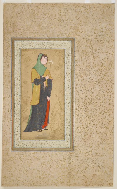 Frau mit einem Blumenstrauß, ca. 1595 von Persian School