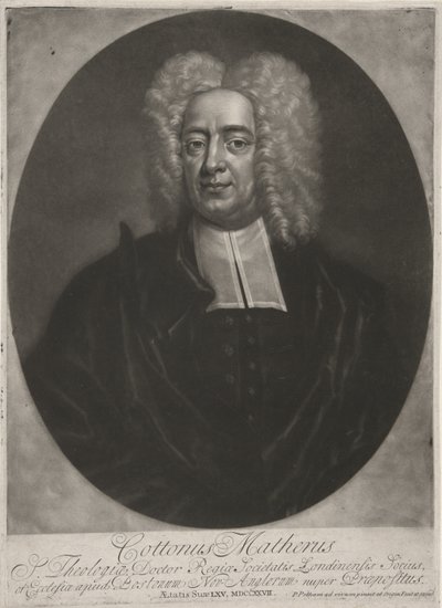 Cotton Mather, veröffentlicht 1728 (Kupferstich) von Peter (after) Pelham