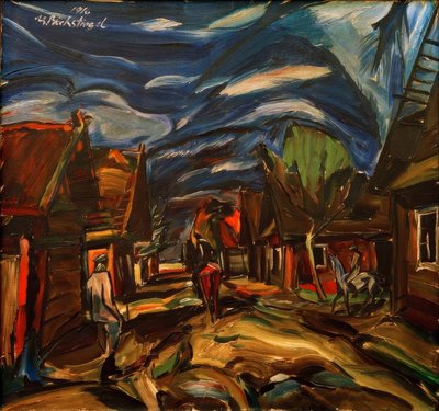 Dorf Jasky, Russland von Peter August Böckstiegel