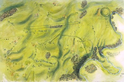 Stonehenge Landschaft, ca. 17. Jahrhundert v. Chr., ca. 1990-2010 von Peter Dunn