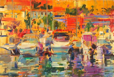 Hafen der Riviera im Sonnenlicht von Peter Graham (Contemporary)