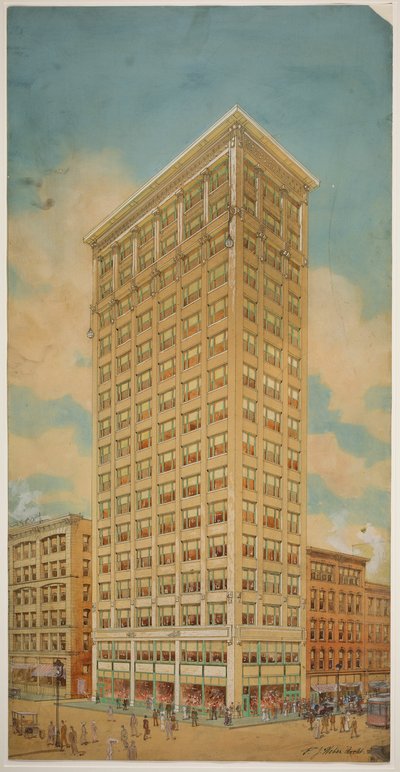 Prairie School Wolkenkratzer, Chicago, Illinois, Perspektive von Peter Joseph Weber
