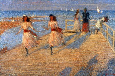 Mädchen rennen, Walberswick Pier, 1888-1894 von Philip Wilson Steer