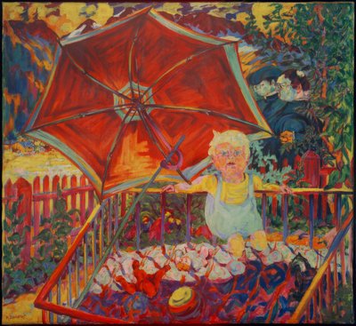 Eric im Laufstall (Sonnenschirm) von Philipp Bauknecht