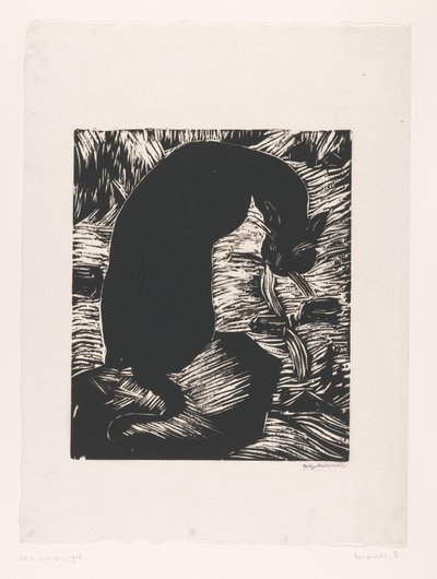 Über die Schulter blickende schwarze Katze von Philipp Bauknecht