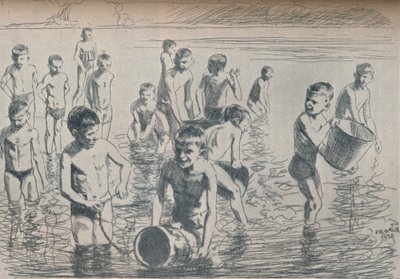 Jungen beim Baden, um 1911 von Philipp Franck
