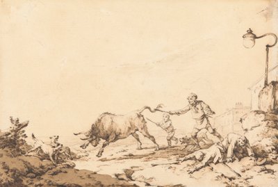 Ein angreifender Stier von Philippe Jacques de Loutherbourg