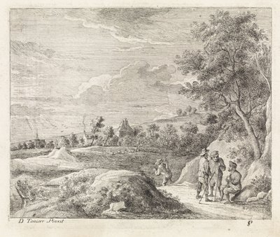 Landschaft mit vier Wanderern von Philippe Lambert Joseph Spruyt