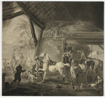 Innenraum eines Stalls von Philips Wouwerman