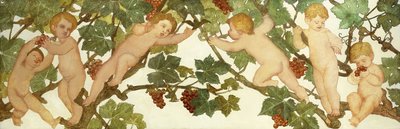 Putti, die in einem Weinberg spielen von Phoebe Anna Traquair