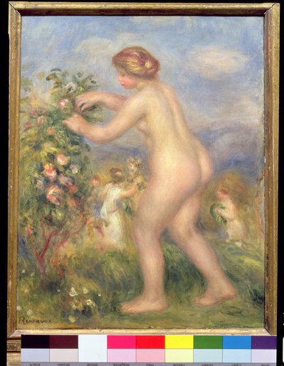 Weiblicher Akt, Blumen pflückend von Pierre Auguste Renoir
