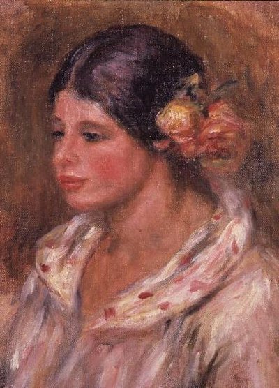 Mädchen mit Rosen im Haar von Pierre Auguste Renoir