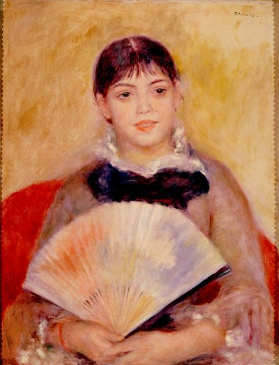 Mädchen mit einem Fächer von Pierre Auguste Renoir