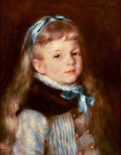 Mademoiselle Grimprel mit blauem Band von Pierre Auguste Renoir