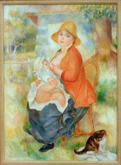 Mutterschaft. Frau stillt ihr Kind von Pierre Auguste Renoir