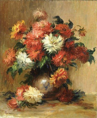 Stillleben mit Dahlien, ca. 1886-1890 von Pierre Auguste Renoir