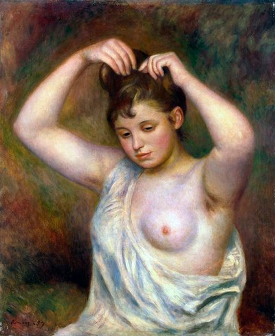 Frau, die ihr Haar richtet, 1887 von Pierre Auguste Renoir