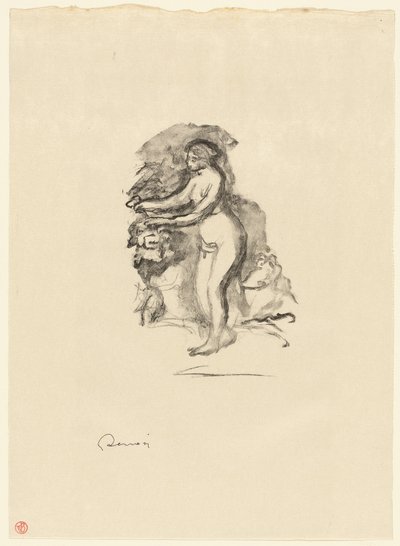 Frau mit Weinrebe von Pierre Auguste Renoir