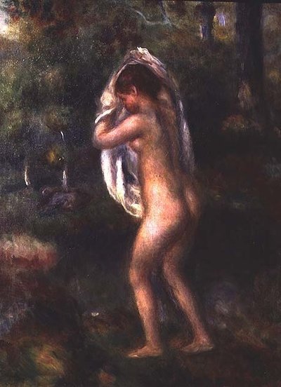 Junges Mädchen beim Ausziehen von Pierre Auguste Renoir