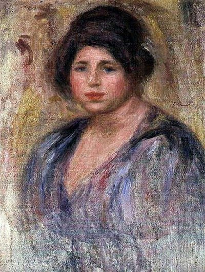 Junge Frau mit Pelzhut von Pierre Auguste Renoir