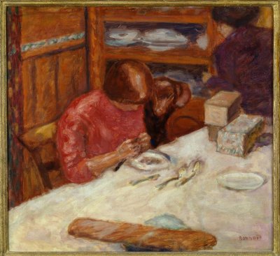 Innenraum oder die Frau mit dem Hund von Pierre Bonnard