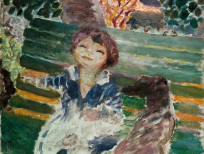 Kleines Mädchen mit Hund von Pierre Bonnard