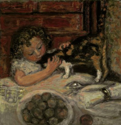 Kleines Mädchen mit Katze von Pierre Bonnard