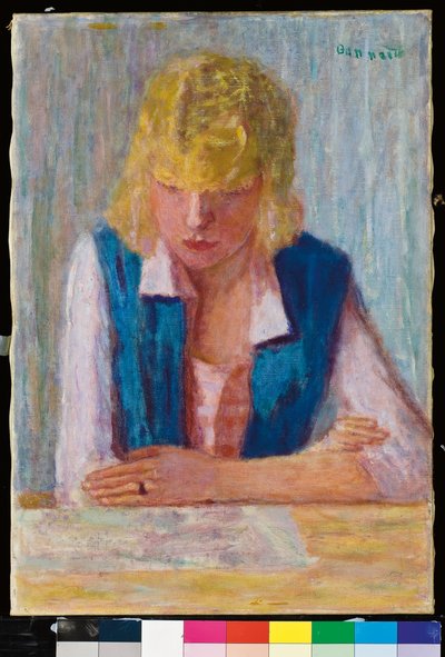 Die Blonde mit der blauen Weste von Pierre Bonnard