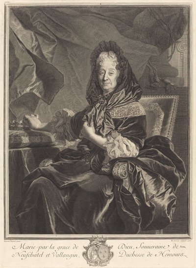 Herzogin von Nemours von Pierre Drevet after Hyacinthe Rigaud