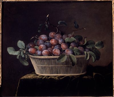 Korb mit Pflaumen. Gemälde von Pierre Dupuis von Pierre Dupuis